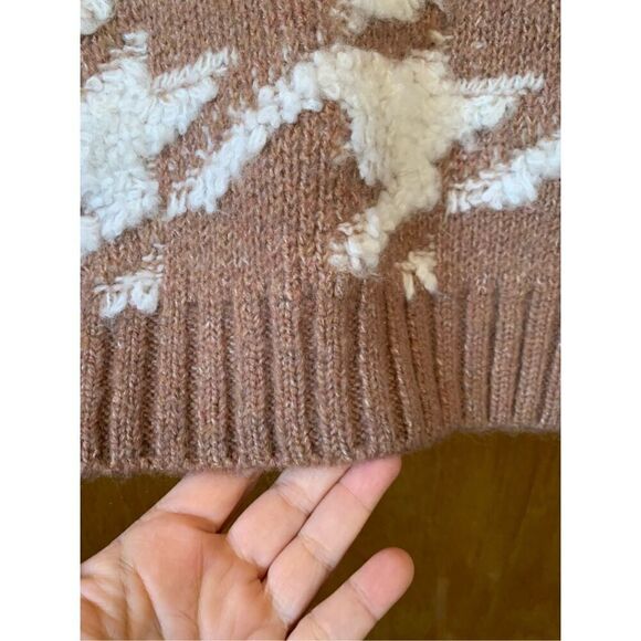 LINE & DOT Houndstooth Plush Sweater Tan Size S - Picture 8 of 12